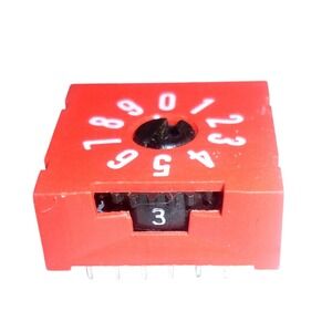 Vintage C&K Red Rotary DIP Switch 10-Position 0-9 Thumbwheel PCB‎ Component